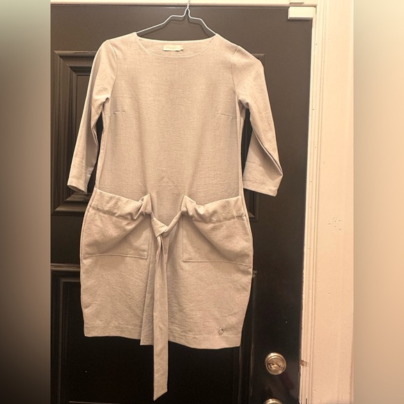 Cocomore Light Grey Cotton Tie-Waist Mini Dress | Size 36 (S) - Picture 3 of 4
